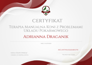 Udział w webinarze: "Terapia manualna koni z problemami układu pokarmowego"