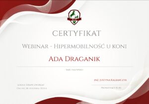 Udział w webinarze: "Hipermobilność u koni"